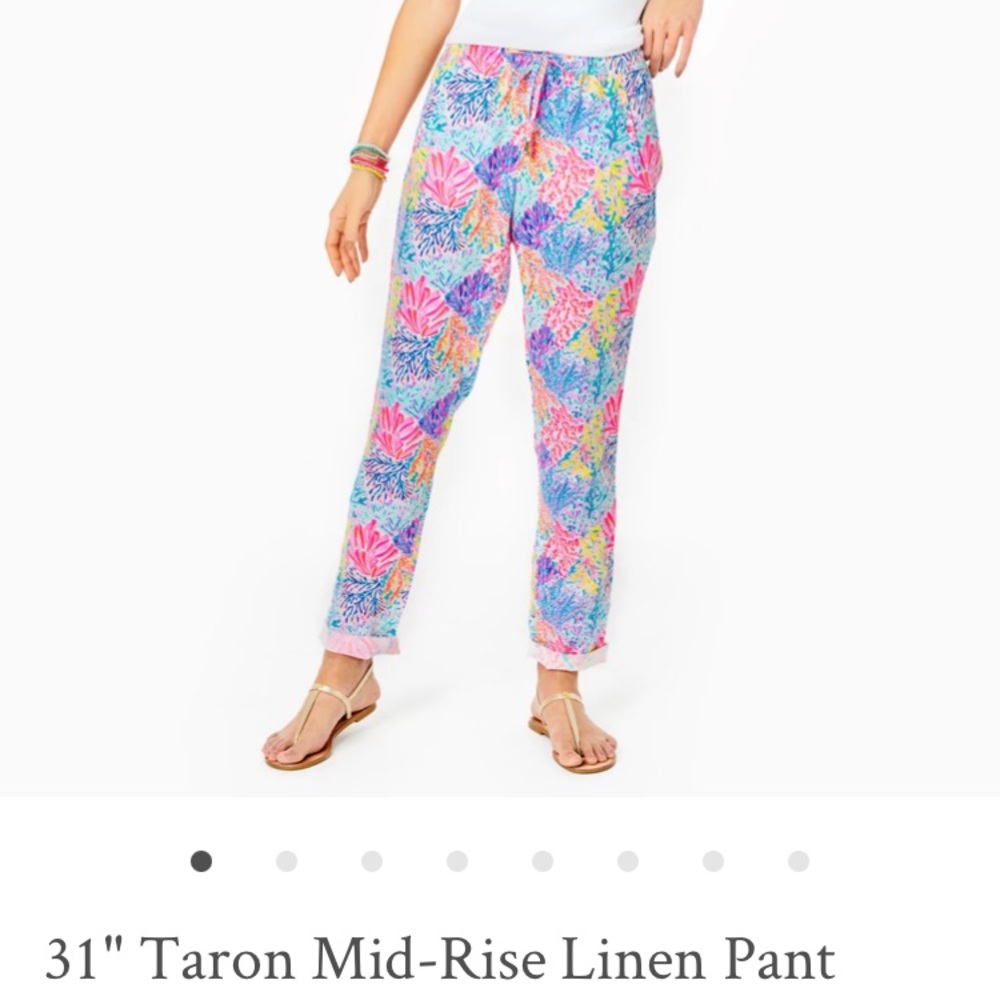 NWOT Lilly Pulitzer Linen Pants size Large L Multi splashdance print